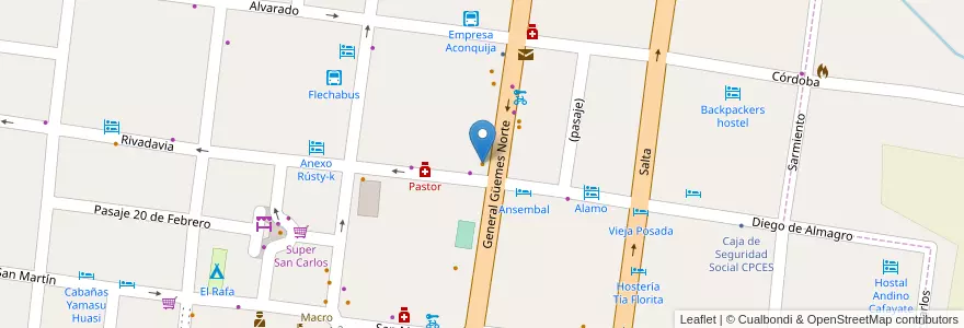 Mapa de ubicacion de Baco Pizzeria Resto - Bar en 아르헨티나, Salta, Cafayate, Municipio De Cafayate.