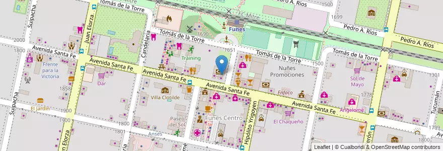 Mapa de ubicacion de Badalona viajes en آرژانتین, سانتافه, Departamento Rosario, Municipio De Funes, Funes.
