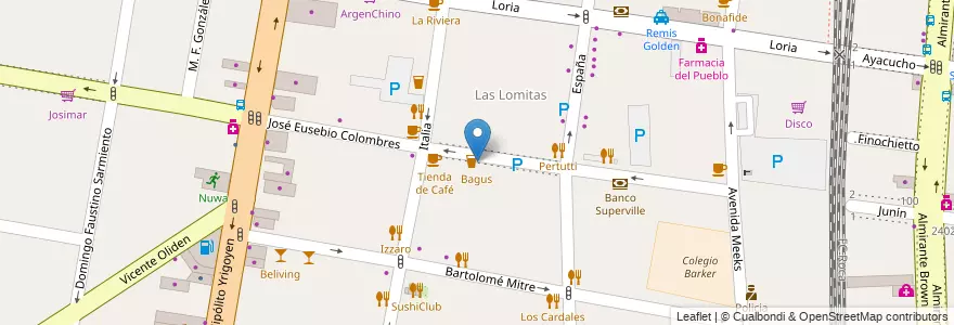 Mapa de ubicacion de Bagus en الأرجنتين, بوينس آيرس, Partido De Lomas De Zamora, Lomas De Zamora.