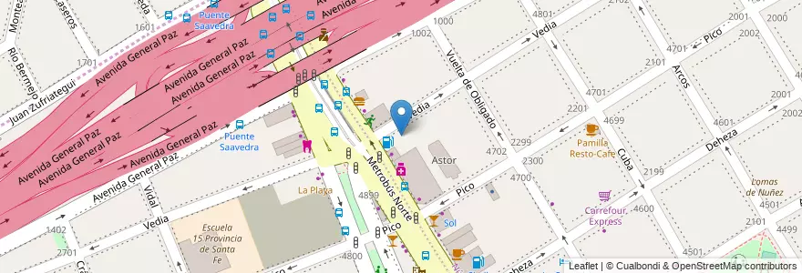 Mapa de ubicacion de Bahía Fast Food, Nuñez en Argentinië, Ciudad Autónoma De Buenos Aires, Partido De Vicente López, Buenos Aires, Comuna 13, Vicente López.