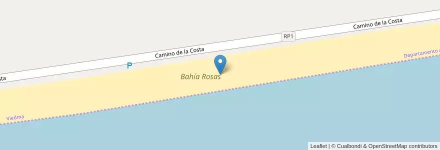 Mapa de ubicacion de Bahía Rosas en الأرجنتين, ريو نيغرو, Departamento Adolfo Alsina, Viedma.