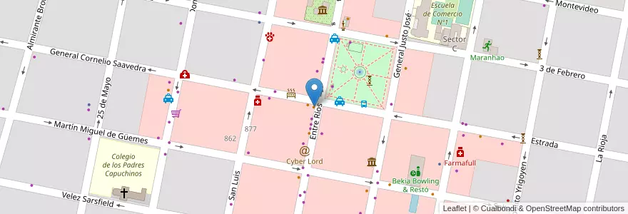 Mapa de ubicacion de Bahillo en الأرجنتين, إنتري ريوس, Departamento Concordia, Distrito Suburbios, Concordia, Concordia.