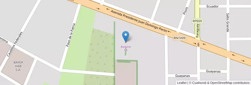Mapa de ubicacion de Bailone SA en アルゼンチン, コルドバ州, Departamento General San Martín, Pedanía Villa María, Municipio De Villa María, Villa María.