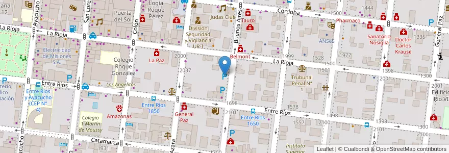 Mapa de ubicacion de Baires Parking en Argentinië, Misiones, Departamento Capital, Municipio De Posadas, Posadas.