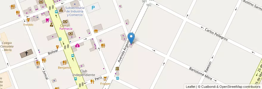 Mapa de ubicacion de Baires Rivadavia en Argentinië, Buenos Aires, Partido De Merlo, Merlo.