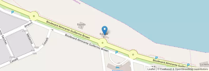 Mapa de ubicacion de Bajada 8 en Arjantin, Chubut, Puerto Madryn, Departamento Biedma.