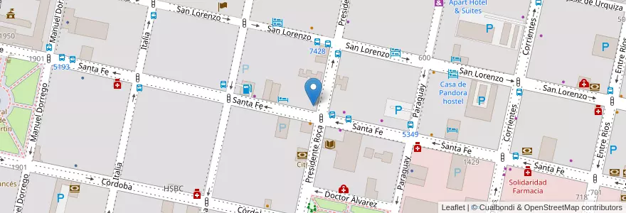 Mapa de ubicacion de Bajo Cero en Argentinië, Santa Fe, Departamento Rosario, Municipio De Rosario, Rosario.