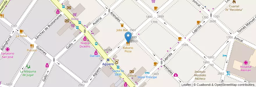 Mapa de ubicacion de Bakano Pizza, Recoleta en آرژانتین, Ciudad Autónoma De Buenos Aires, Comuna 2, Buenos Aires.
