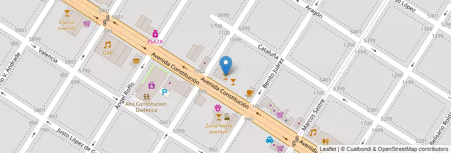 Mapa de ubicacion de Balboa eventos en Argentina, Buenos Aires, Partido De General Pueyrredón, Mar Del Plata.