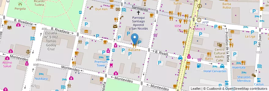 Mapa de ubicacion de Balcarce en 阿根廷, 智利, Mendoza, Departamento Capital, Sección 2ª Barrio Cívico, Ciudad De Mendoza.