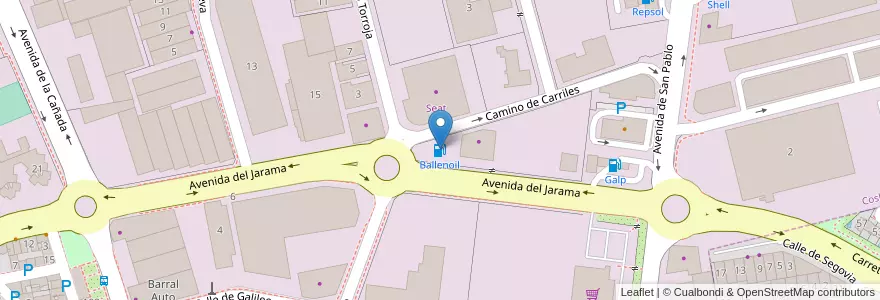 Mapa de ubicacion de Ballenoil en Sepanyol, Comunidad De Madrid, Comunidad De Madrid, Área Metropolitana De Madrid Y Corredor Del Henares, San Fernando De Henares, Coslada.