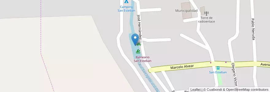 Mapa de ubicacion de Balneario en Argentinië, Córdoba, Departamento Punilla, Pedanía Dolores, Municipio De Cosquín.
