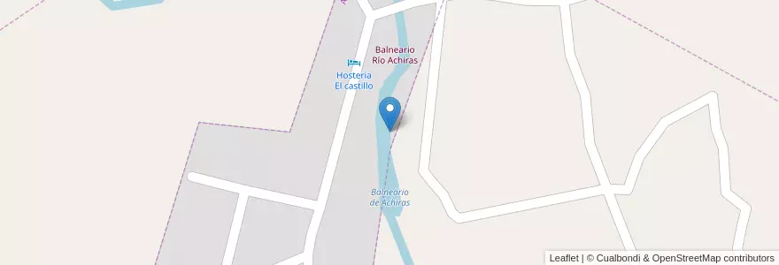 Mapa de ubicacion de Balneario de Achiras en アルゼンチン, コルドバ州, Departamento Río Cuarto, Pedanía Achiras, Municipio De Achiras, Achiras.