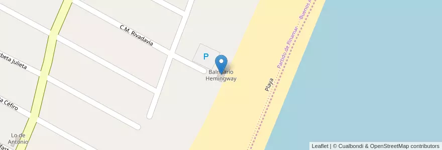 Mapa de ubicacion de Balneario Hemingway en Аргентина, Буэнос-Айрес, Partido De Pinamar.