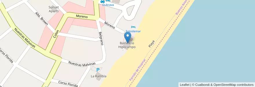 Mapa de ubicacion de Balneario Hipocampo en Argentina, Buenos Aires, Partido De Pinamar.