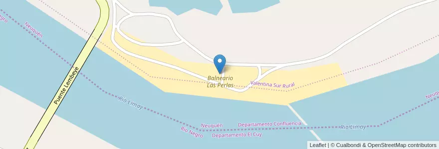 Mapa de ubicacion de Balneario Las Perlas en アルゼンチン, チリ, リオネグロ州, Departamento El Cuy.