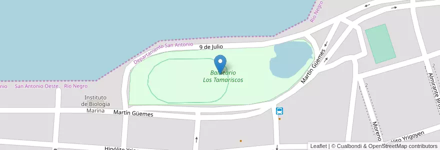 Mapa de ubicacion de Balneario Los Tamariscos en Arjantin, San Antonio Oeste.