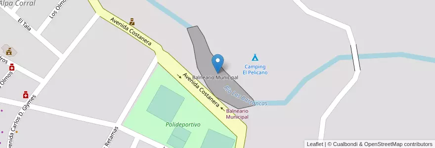 Mapa de ubicacion de Balneario Municipal en Аргентина, Кордова, Departamento Río Cuarto, Pedanía San Bartolomé, Municipio De Alpa Corral, Alpa Corral.