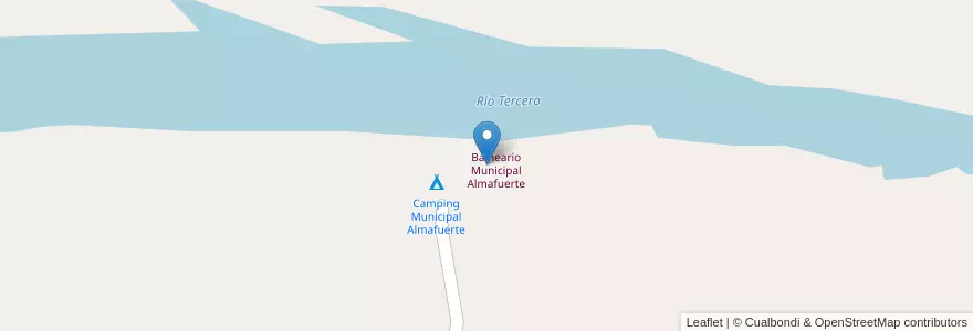 Mapa de ubicacion de Balneario Municipal Almafuerte en Argentina, Córdova, Departamento Tercero Arriba, Pedanía Salto, Municipio De Almafuerte.