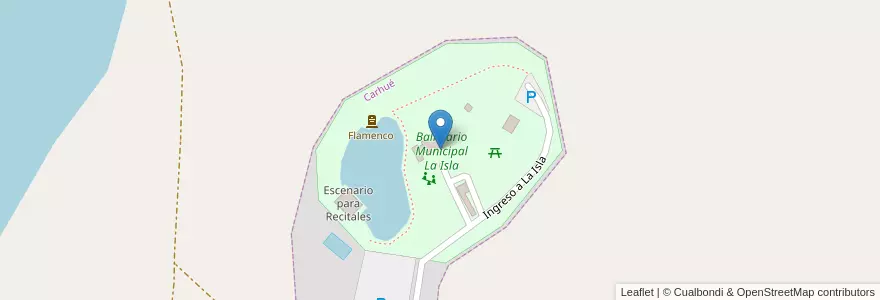 Mapa de ubicacion de Balneario Municipal La Isla en Argentine, Province De Buenos Aires, Partido De Adolfo Alsina.