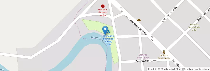 Mapa de ubicacion de Balneario Municipal Rio de Oro en Аргентина, Чако, Departamento Bermejo, Municipio De General Vedia.