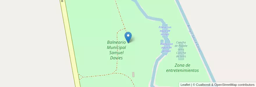 Mapa de ubicacion de Balneario Municipal Samuel Davies en آرژانتین, استان بوئنوس آیرس, Partido De Coronel Suárez.