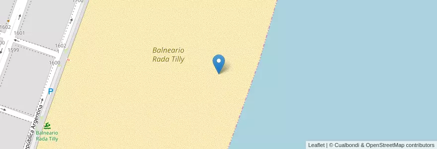 Mapa de ubicacion de Balneario Rada Tilly en الأرجنتين, تشيلي, شوبوت, Departamento Escalante, Rada Tilly.