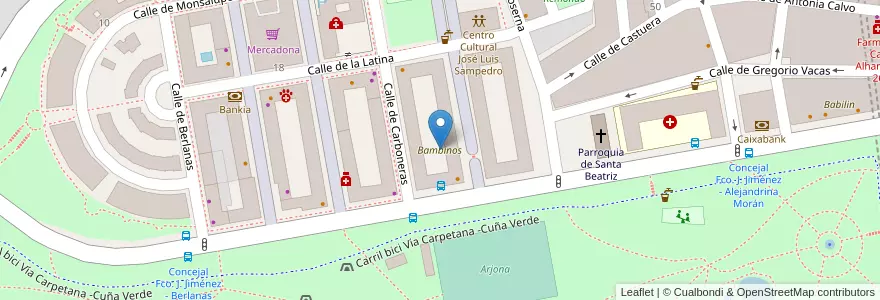 Mapa de ubicacion de Bambinos en Espagne, Communauté De Madrid, Communauté De Madrid, Área Metropolitana De Madrid Y Corredor Del Henares, Madrid.