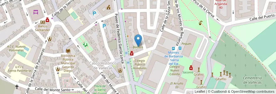 Mapa de ubicacion de Bambis en إسبانيا, منطقة مدريد, منطقة مدريد, Área Metropolitana De Madrid Y Corredor Del Henares, مدريد.