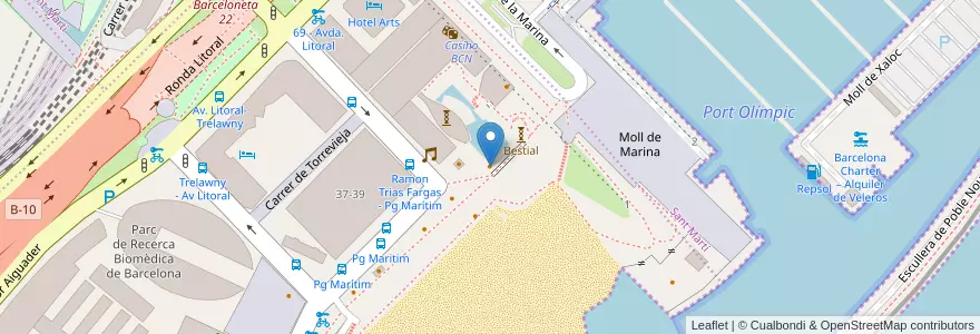 Mapa de ubicacion de Bambú Beach Bar en İspanya, Catalunya, Barcelona, Barcelonès, Barcelona.