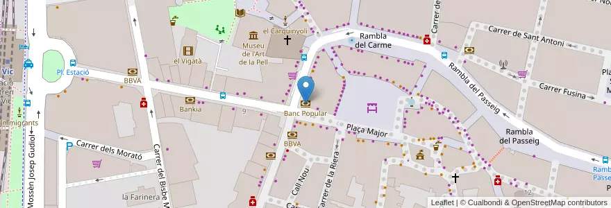 Mapa de ubicacion de Banc Popular en Espanha, Catalunha, Barcelona, Osona, Vic.