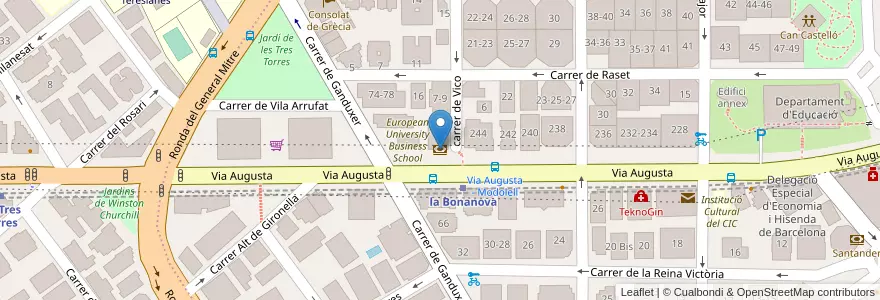 Mapa de ubicacion de Banc Sabadell en Spanje, Catalonië, Barcelona, Barcelonès, Barcelona.