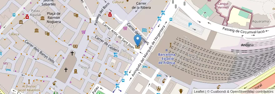Mapa de ubicacion de Banc Sabadell en 스페인, Catalunya, Barcelona, Barcelonès, 바르셀로나.