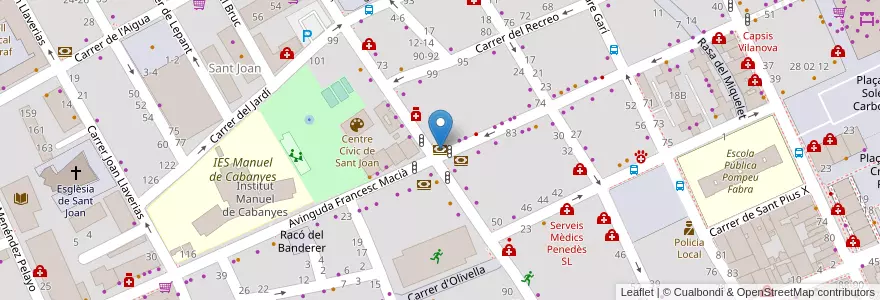 Mapa de ubicacion de Banc Santander en 西班牙, Catalunya, Barcelona, Garraf, Vilanova I La Geltrú.