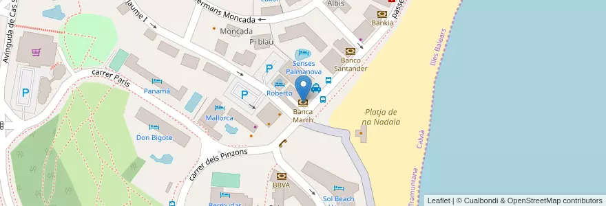Mapa de ubicacion de Banca March en 西班牙, 巴利阿里群岛, España (Mar Territorial), Serra De Tramuntana, 巴利阿里群岛, Calvià.
