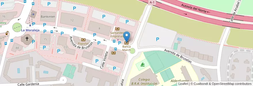 Mapa de ubicacion de Banca March en Испания, Мадрид, Мадрид, Área Metropolitana De Madrid Y Corredor Del Henares, Alcobendas.