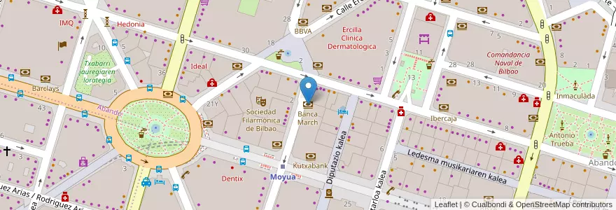 Mapa de ubicacion de Banca March en Spanien, Autonome Gemeinschaft Baskenland, Bizkaia, Bilboaldea, Bilbao.