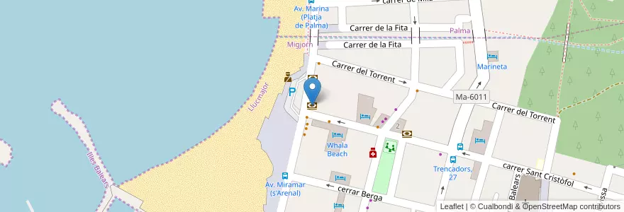 Mapa de ubicacion de Banca March en İspanya, Balear Adaları, España (Mar Territorial), Balear Adaları, Migjorn.