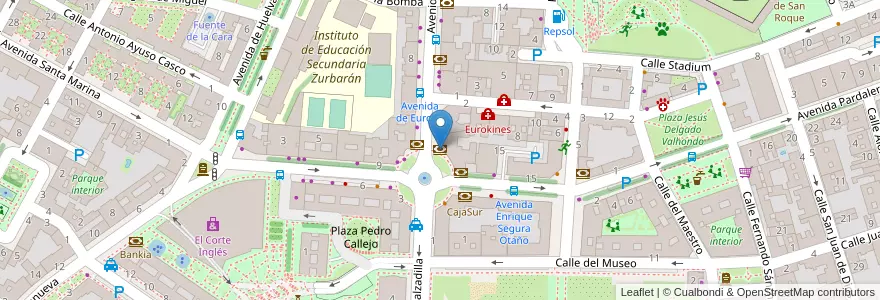 Mapa de ubicacion de Banca Pueyo en スペイン, エストレマドゥーラ州, バダホス, Tierra De Badajoz, バダホス.