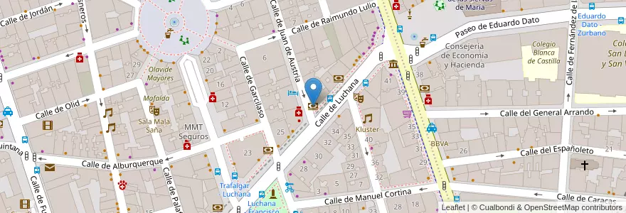 Mapa de ubicacion de Banca Pueyo en Spanje, Comunidad De Madrid, Comunidad De Madrid, Área Metropolitana De Madrid Y Corredor Del Henares, Madrid.