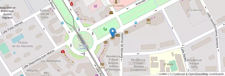 Mapa de ubicacion de Bancaixa en İspanya, Comunitat Valenciana, Alacant / Alicante, L'Alacantí, Alacant / Alicante.