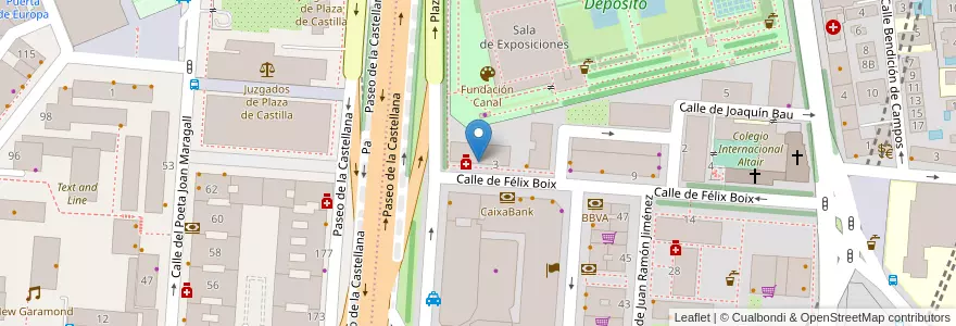 Mapa de ubicacion de BancaMarch en إسبانيا, منطقة مدريد, منطقة مدريد, Área Metropolitana De Madrid Y Corredor Del Henares, مدريد.