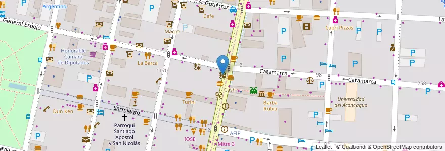 Mapa de ubicacion de Banco Banex en アルゼンチン, チリ, メンドーサ州, Departamento Capital, Ciudad De Mendoza.