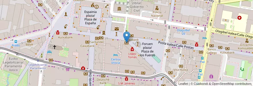 Mapa de ubicacion de Banco Caixa Geral en إسبانيا, إقليم الباسك, Araba/Álava, Gasteizko Kuadrilla/Cuadrilla De Vitoria, Vitoria-Gasteiz.