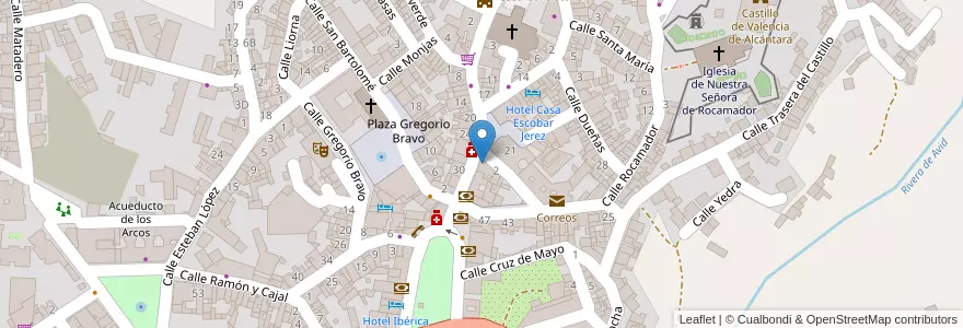 Mapa de ubicacion de Banco Caixa Geral en Espanha, Estremadura, Cáceres, Valência De Alcântara, Valencia De Alcántara.
