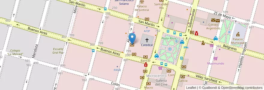 Mapa de ubicacion de Banco Ciudad en Arjantin, Córdoba, Departamento Río Cuarto, Pedanía Río Cuarto, Municipio De Río Cuarto, Río Cuarto.