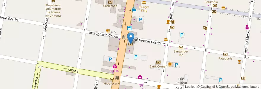 Mapa de ubicacion de Banco Ciudad en アルゼンチン, ブエノスアイレス州, Partido De Lomas De Zamora, Lomas De Zamora.