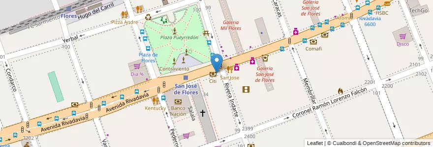 Mapa de ubicacion de Banco Ciudad, Flores en Argentinien, Ciudad Autónoma De Buenos Aires, Comuna 7, Buenos Aires.