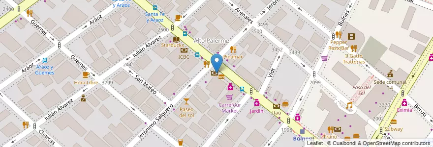 Mapa de ubicacion de Banco Ciudad, Palermo en آرژانتین, Ciudad Autónoma De Buenos Aires, Buenos Aires, Comuna 14.