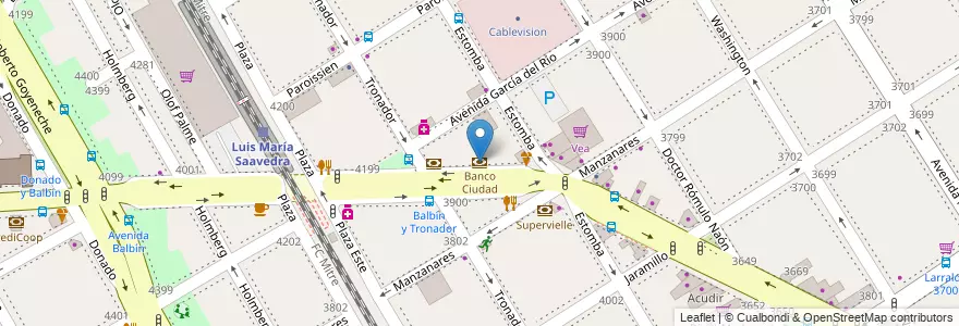 Mapa de ubicacion de Banco Ciudad, Saavedra en Argentinien, Ciudad Autónoma De Buenos Aires, Comuna 12, Buenos Aires.